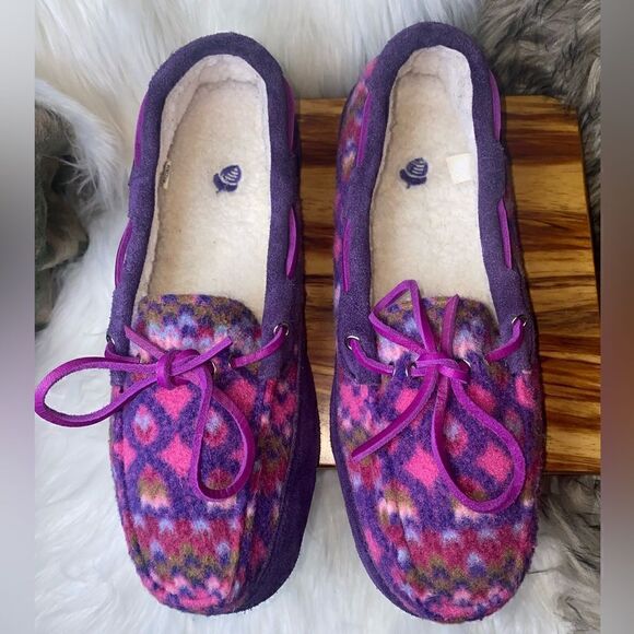 Acorn Women's Slippers Slip On Fur Lined Multicolored Loafers Size 9.5-10.5 - Picture 1 of 9